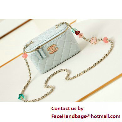 Chanel Lambskin, Resin  &  Gold-Tone Metal Clutch with Chain Bag AP3213 Light Blue 2025